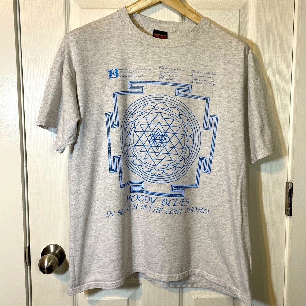 VTG 1993 Brockum Worldwide heather gray Moody Blues graphic band tee sz XL RARE